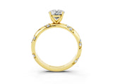 Yellow gold Oval Cut Solitaire Diamond Engagement Ring with Twisted Pave Band and Four-Prong Setting_3