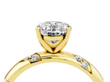 Yellow gold Oval Cut Solitaire Diamond Engagement Ring with Twisted Pave Band and Four-Prong Setting_4