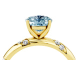 Yellow gold Oval Cut Solitaire Diamond Engagement Ring with Twisted Pave Band and Four-Prong Setting_4