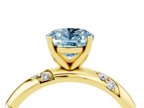 Yellow gold Oval Cut Solitaire Diamond Engagement Ring with Twisted Pave Band and Four-Prong Setting_4