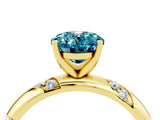 Yellow gold Oval Cut Solitaire Diamond Engagement Ring with Twisted Pave Band and Four-Prong Setting_4
