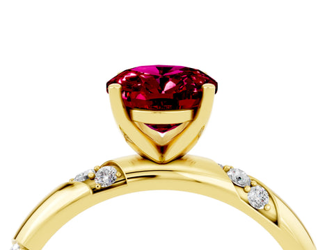 Yellow gold Oval Cut Solitaire Diamond Engagement Ring with Twisted Pave Band and Four-Prong Setting_4