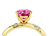 Yellow gold Oval Cut Solitaire Diamond Engagement Ring with Twisted Pave Band and Four-Prong Setting_4