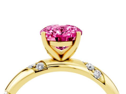 Yellow gold Oval Cut Solitaire Diamond Engagement Ring with Twisted Pave Band and Four-Prong Setting_4