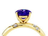 Yellow gold Oval Cut Solitaire Diamond Engagement Ring with Twisted Pave Band and Four-Prong Setting_4