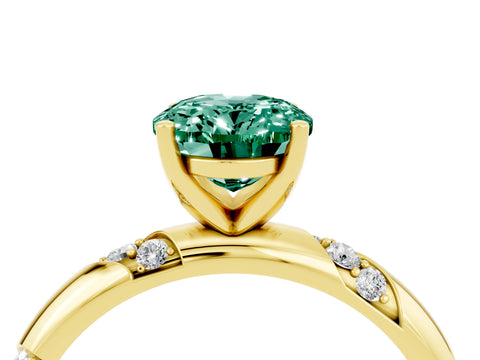 Yellow gold Oval Cut Solitaire Diamond Engagement Ring with Twisted Pave Band and Four-Prong Setting_4