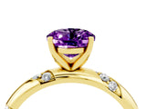 Yellow gold Oval Cut Solitaire Diamond Engagement Ring with Twisted Pave Band and Four-Prong Setting_4