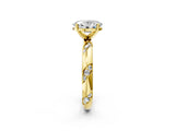 Yellow gold Oval Cut Solitaire Diamond Engagement Ring with Twisted Pave Band and Four-Prong Setting_5