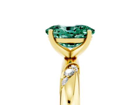 Yellow gold Oval Cut Solitaire Diamond Engagement Ring with Twisted Pave Band and Four-Prong Setting_5