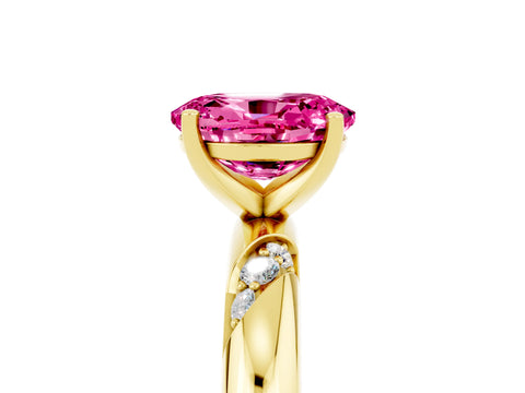 Yellow gold Oval Cut Solitaire Diamond Engagement Ring with Twisted Pave Band and Four-Prong Setting_5