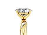 Yellow gold Oval Cut Solitaire Diamond Engagement Ring with Twisted Pave Band and Four-Prong Setting_5