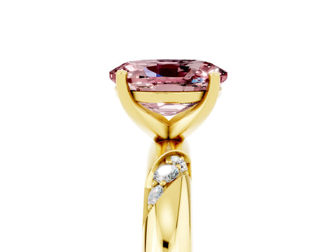 Yellow gold Oval Cut Solitaire Diamond Engagement Ring with Twisted Pave Band and Four-Prong Setting_5