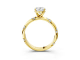 Yellow gold Oval Cut Solitaire Diamond Engagement Ring with Twisted Pave Band and Four-Prong Setting_6