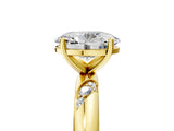 Yellow gold Oval Cut Solitaire Diamond Engagement Ring with Twisted Pave Band and Four-Prong Setting_8