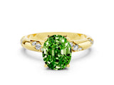 Yellow gold Oval Cut Solitaire Diamond Engagement Ring with Twisted Pave Band and Four-Prong Setting