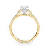 18K Yellow Gold 4.00 Carat D VVS2 Oval Cut Solitaire Diamond Ring with Pave Band and Four-Prong Setting