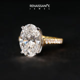 Yellow gold Oval Cut Solitaire Diamond Ring with Pave Band and Four-Prong Setting_14