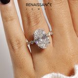 Yellow gold Oval Cut Solitaire Diamond Ring with Pave Band and Four-Prong Setting_311