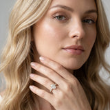 Yellow gold Oval Cut Solitaire Diamond Ring with Pave Band and Four-Prong Setting_319