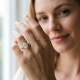 Yellow gold Oval Cut Solitaire Diamond Ring with Pave Band and Four-Prong Setting_320