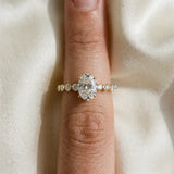 Yellow gold Oval Cut Solitaire Diamond Ring with Pave Band and Four-Prong Setting_321