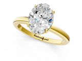 Yellow gold Oval Cut Solitaire Diamond Ring with Prong Setting and Plain Band_20