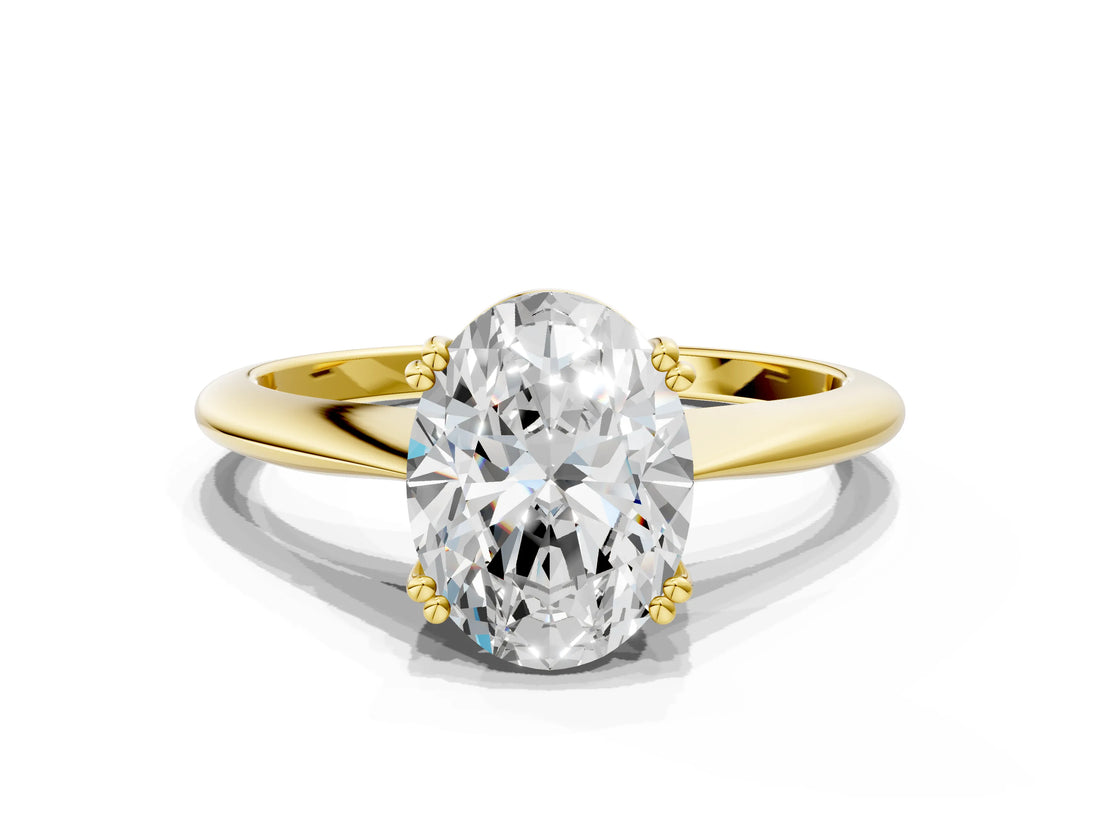 Yellow gold Oval Cut Solitaire Diamond Ring with Six-Prong Setting and Classic Band_3