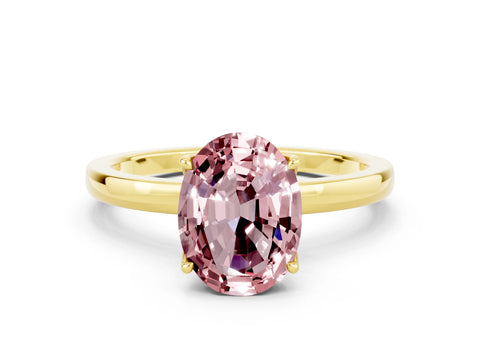 Yellow gold Oval Cut Solitaire Diamond Ring with Thin Band and Four-Prong Setting