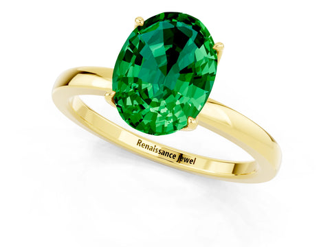 Yellow gold Oval Cut Solitaire Diamond Ring with Thin Band and Four-Prong Setting_1
