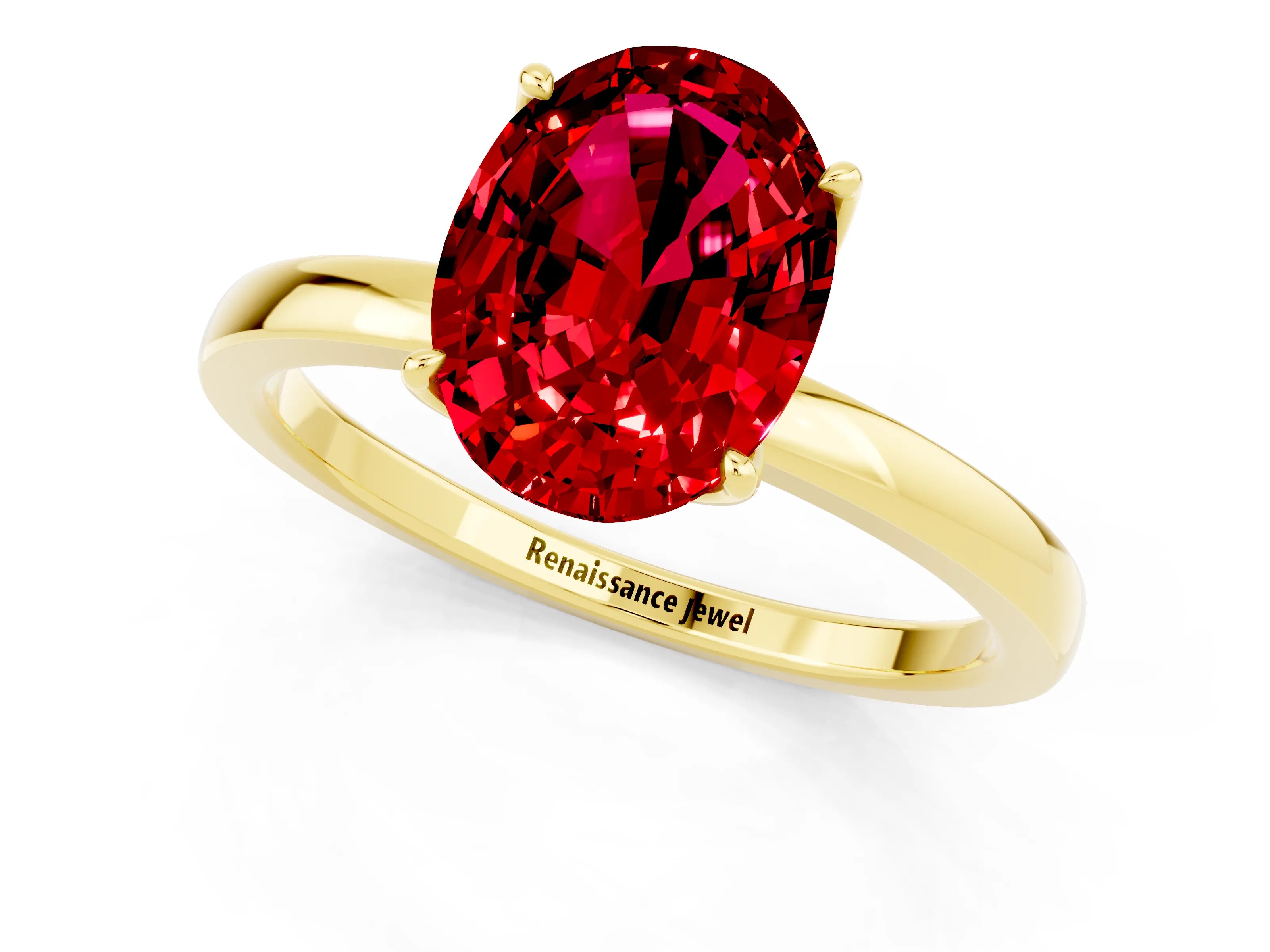 Yellow gold Oval Cut Solitaire Diamond Ring with Thin Band and Four-Prong Setting_1