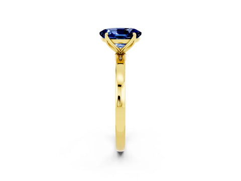 Yellow gold Oval Cut Solitaire Diamond Ring with Thin Band and Four-Prong Setting_2