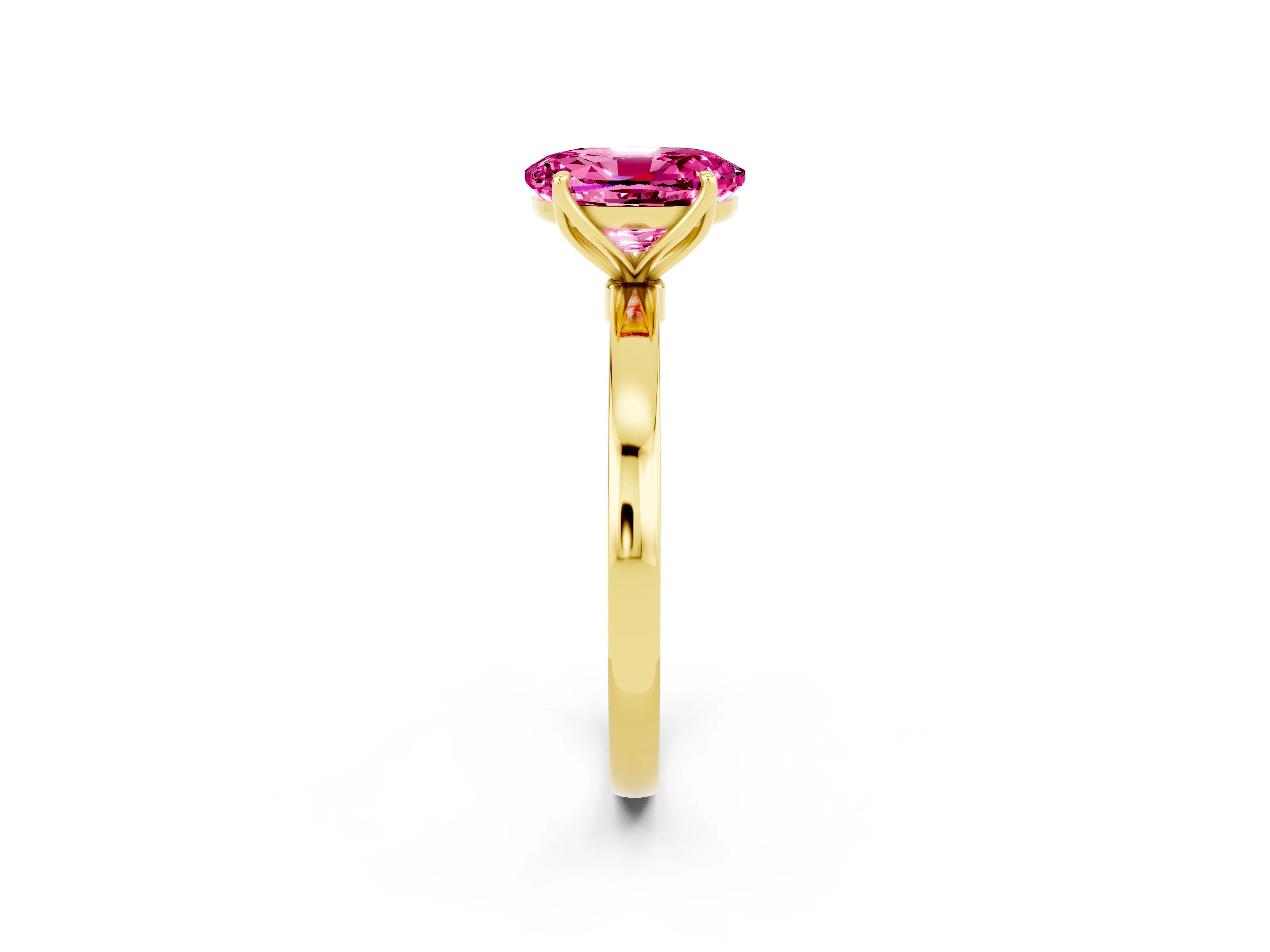 Yellow gold Oval Cut Solitaire Diamond Ring with Thin Band and Four-Prong Setting_2