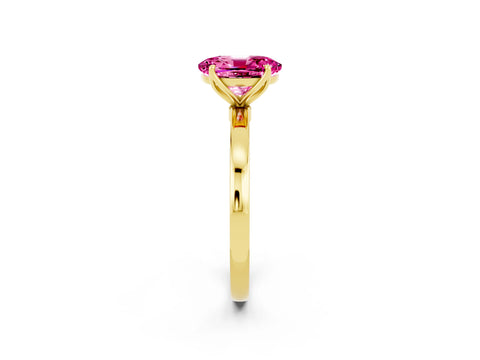 Yellow gold Oval Cut Solitaire Diamond Ring with Thin Band and Four-Prong Setting_2