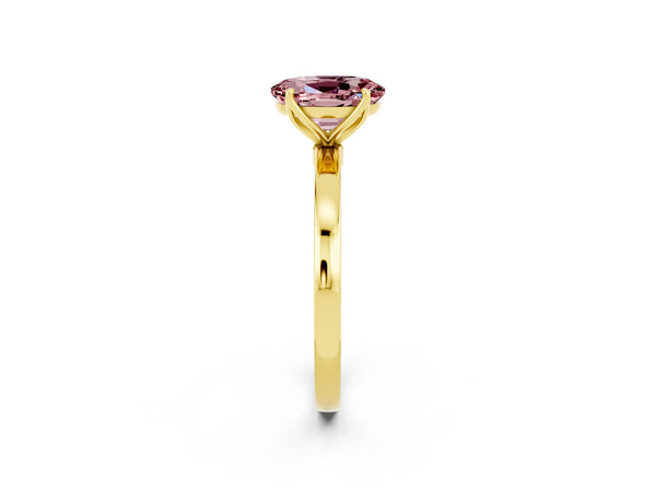 Yellow gold Oval Cut Solitaire Diamond Ring with Thin Band and Four-Prong Setting