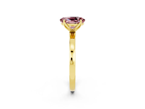 Yellow gold Oval Cut Solitaire Diamond Ring with Thin Band and Four-Prong Setting_2