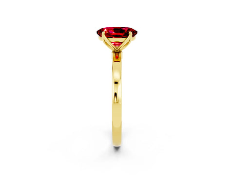 Yellow gold Oval Cut Solitaire Diamond Ring with Thin Band and Four-Prong Setting_2