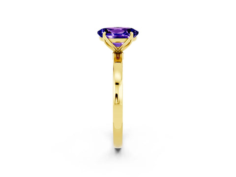 Yellow gold Oval Cut Solitaire Diamond Ring with Thin Band and Four-Prong Setting_2