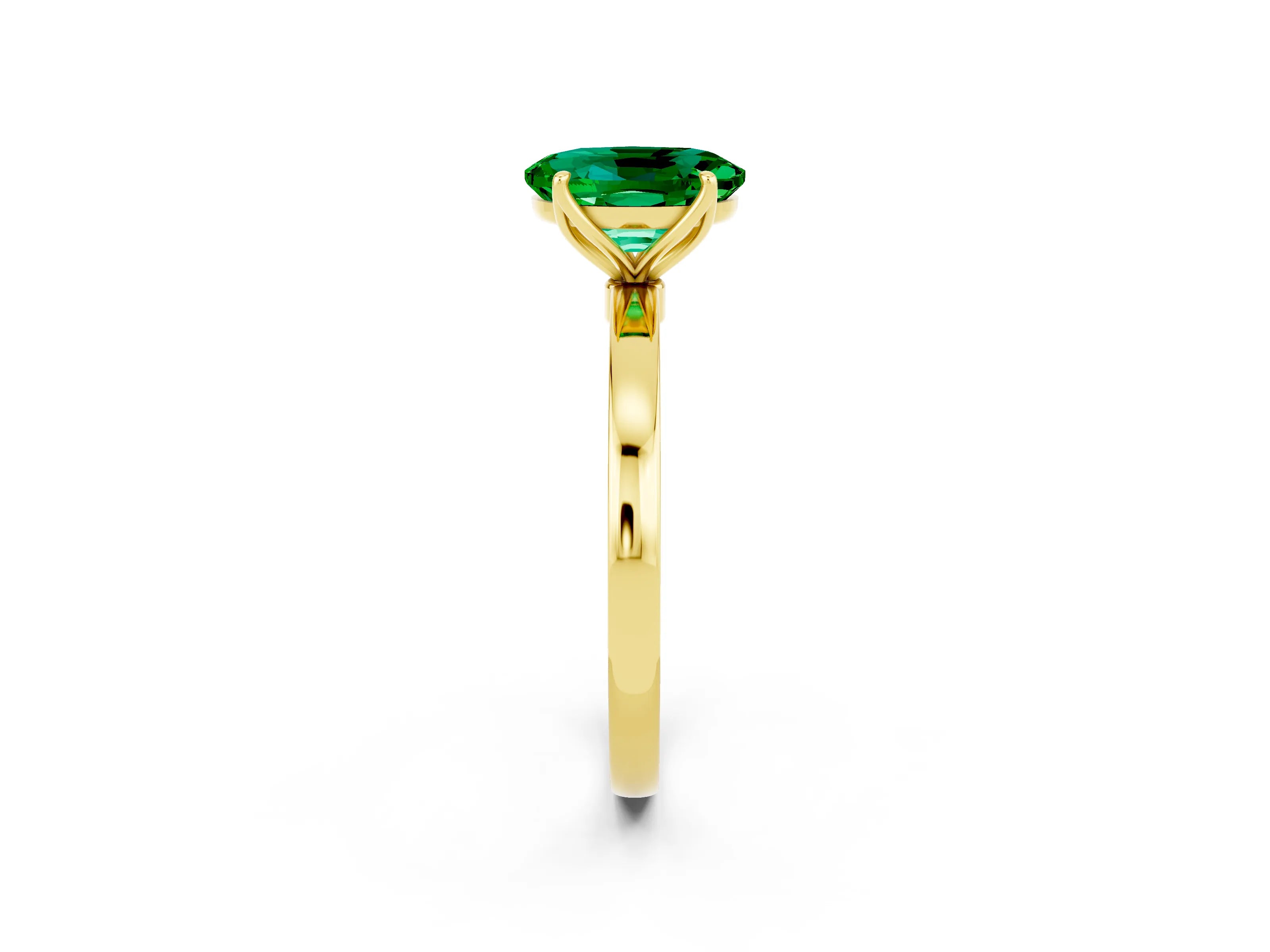 Yellow gold Oval Cut Solitaire Diamond Ring with Thin Band and Four-Prong Setting_2