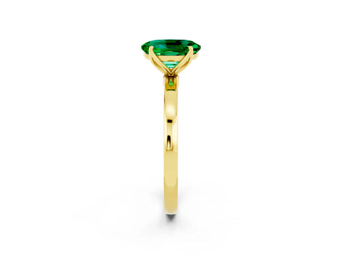 Yellow gold Oval Cut Solitaire Diamond Ring with Thin Band and Four-Prong Setting_2