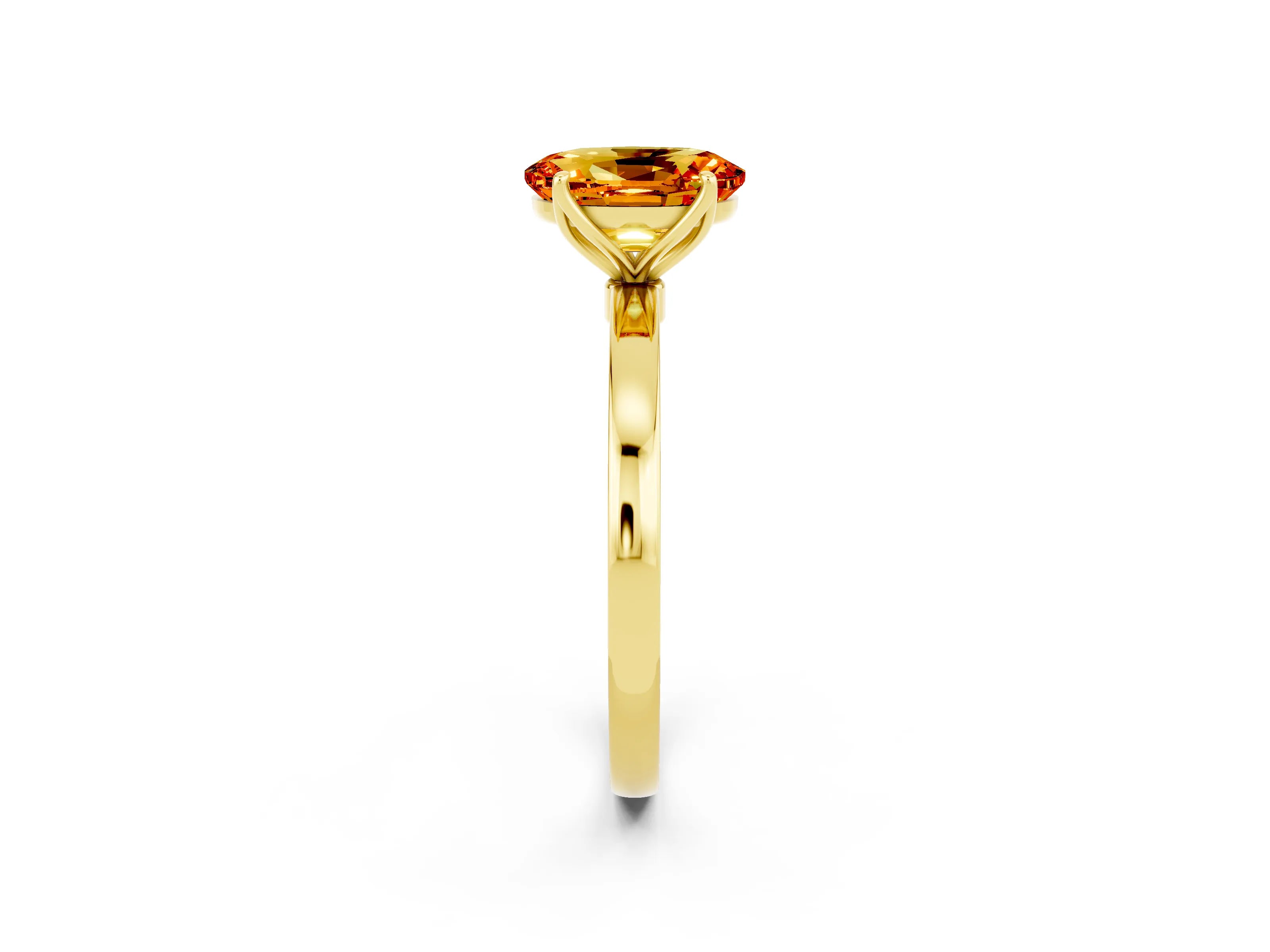 Yellow gold Oval Cut Solitaire Diamond Ring with Thin Band and Four-Prong Setting_2