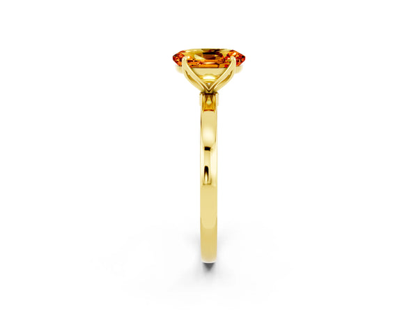 Yellow gold Oval Cut Citrine Solitaire Ring with Thin Band and Prong Setting