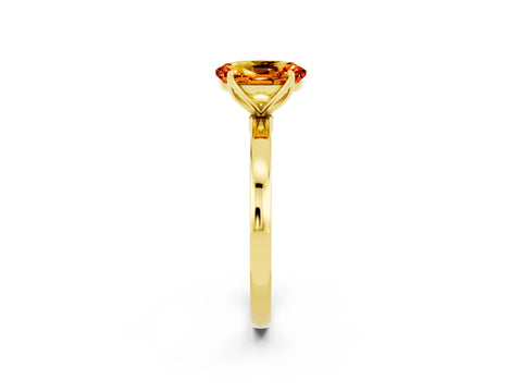 Yellow gold Oval Cut Solitaire Diamond Ring with Thin Band and Four-Prong Setting_2