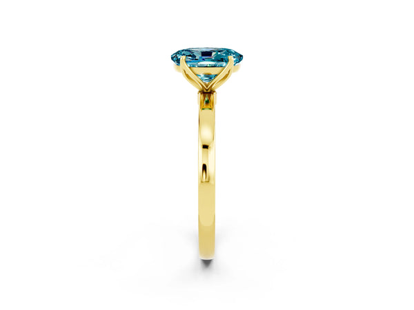 Yellow gold Oval Cut Solitaire Diamond Ring with Thin Band and Four-Prong Setting