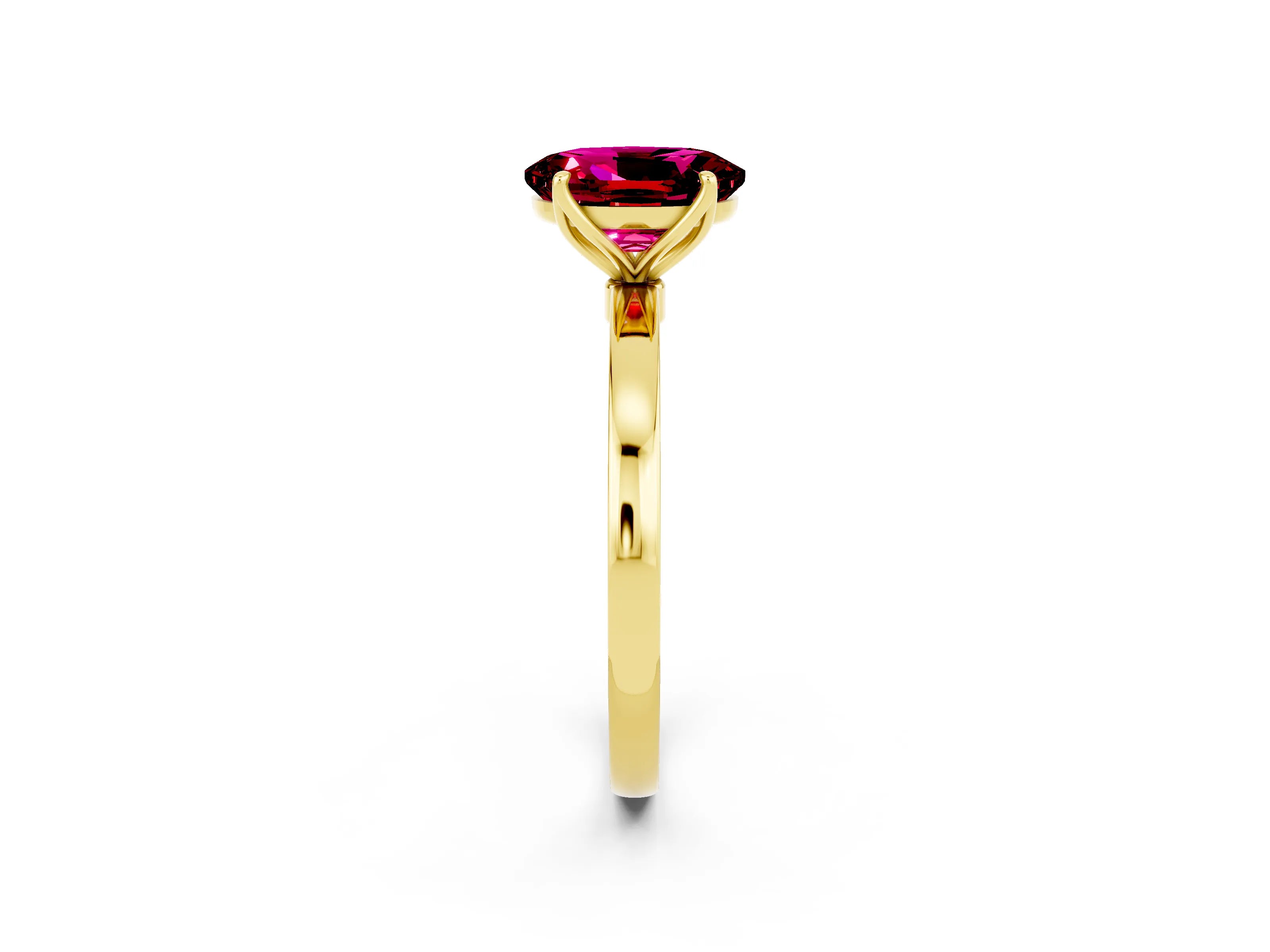 Yellow gold Oval Cut Solitaire Diamond Ring with Thin Band and Four-Prong Setting_2