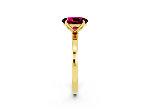 Yellow gold Oval Cut Solitaire Diamond Ring with Thin Band and Four-Prong Setting_2