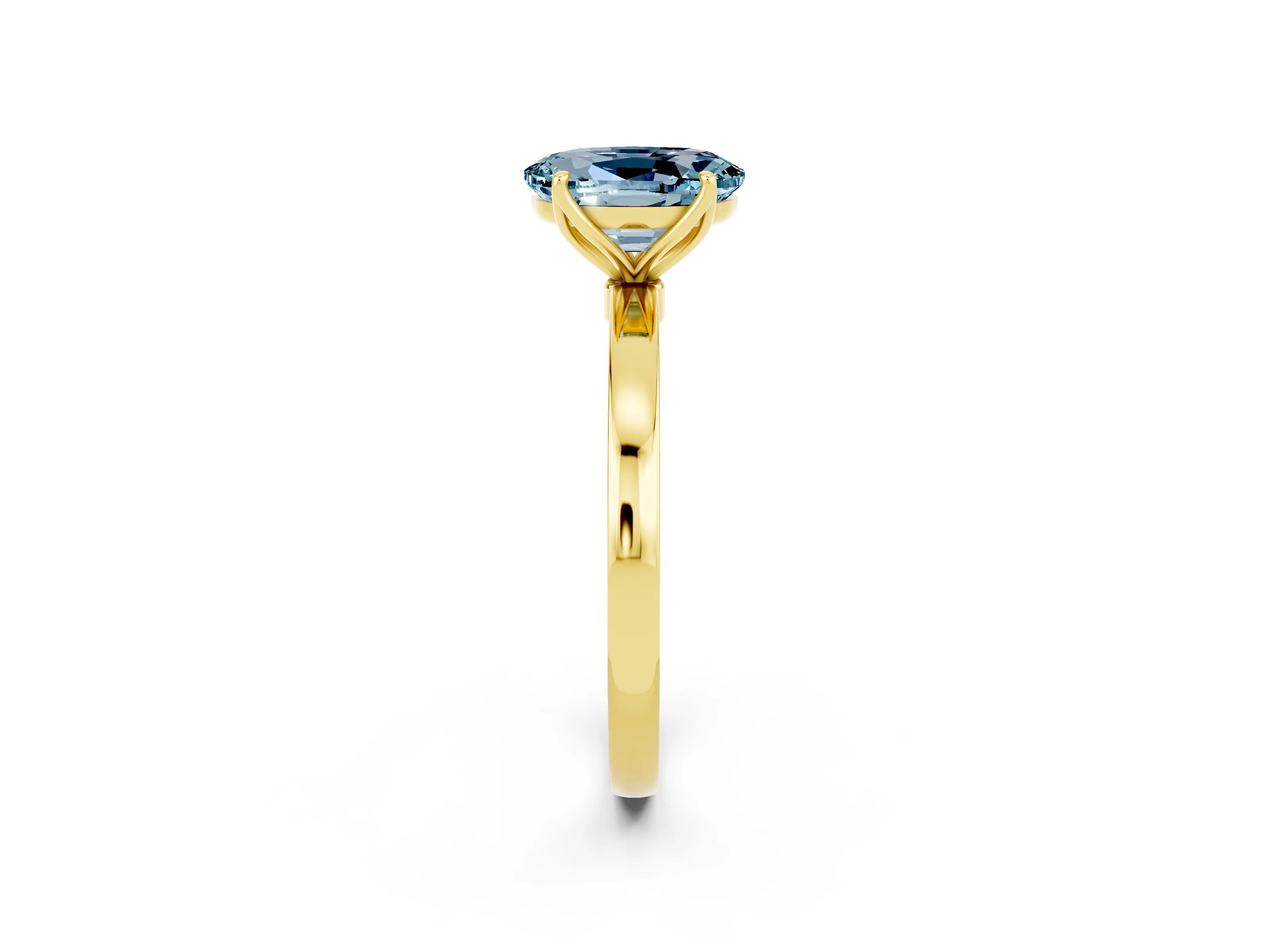 Yellow gold Oval Cut Solitaire Diamond Ring with Thin Band and Four-Prong Setting_2