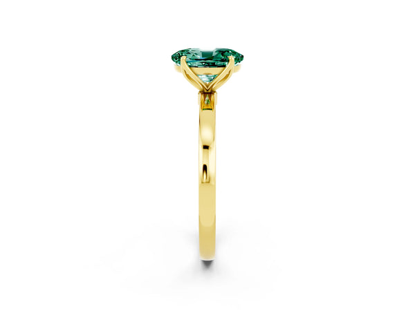 Yellow gold Oval Cut Solitaire Diamond Ring with Thin Band and Four-Prong Setting