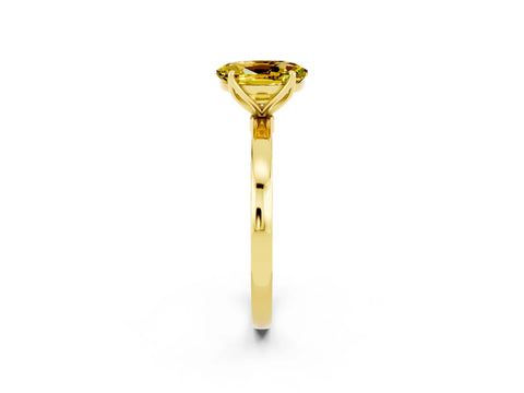 Yellow gold Oval Cut Solitaire Diamond Ring with Thin Band and Four-Prong Setting_2