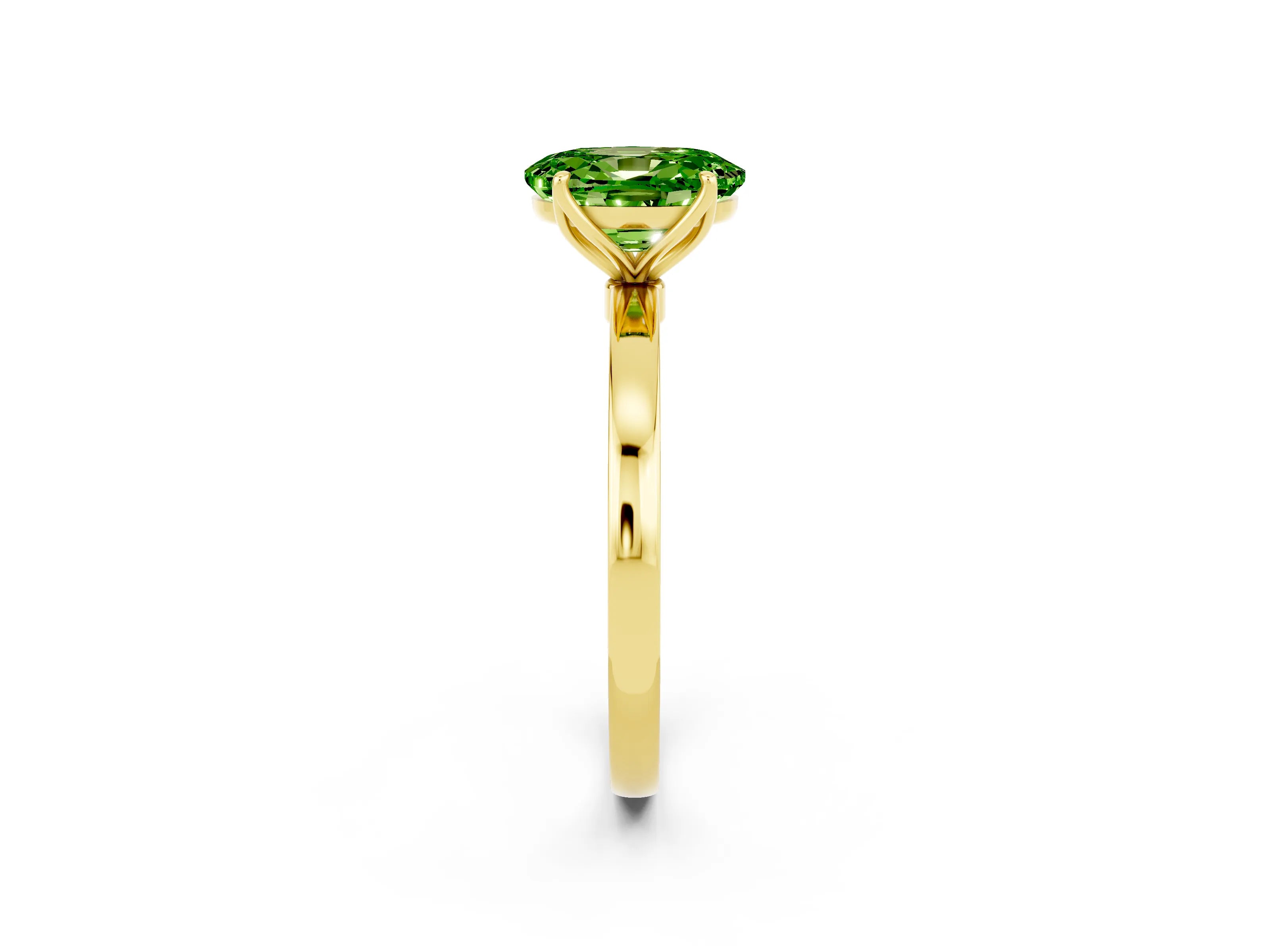 Yellow gold Oval Cut Solitaire Diamond Ring with Thin Band and Four-Prong Setting_2