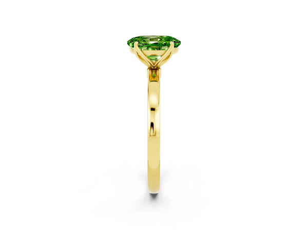 Yellow gold Oval Cut Solitaire Diamond Ring with Thin Band and Four-Prong Setting